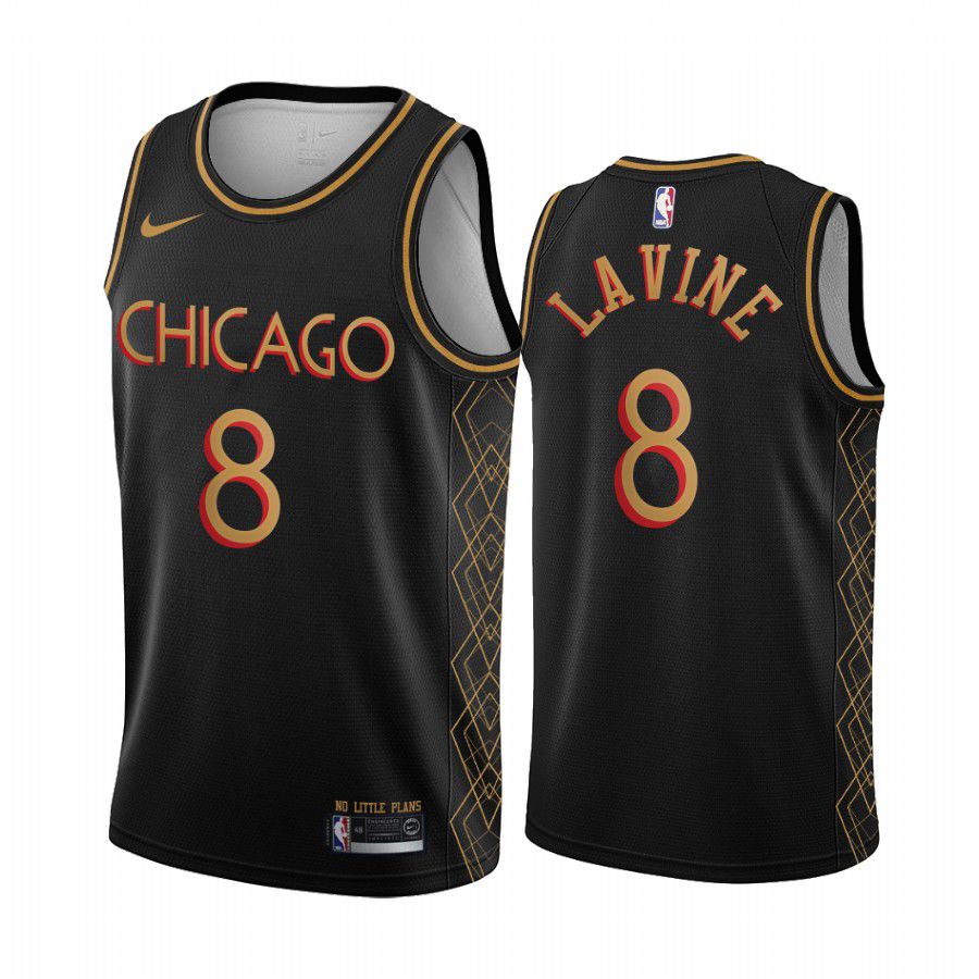 Men Chicago Bulls #8 zach lavine black motor city edition no little plans 2020 nba jersey->chicago bulls->NBA Jersey